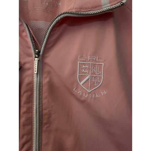 Lauren Ralph Lauren Pink Collared Vest Jacket Embroidered Crest Logo Size XL - Picture 2 of 11